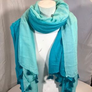 Bright & Breezy Scarf Wrap Turquoise with Tassels